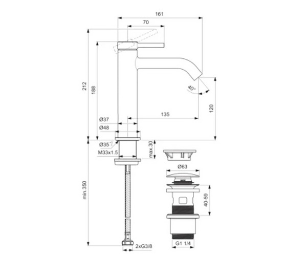 смеситель для раковины IDEAL STANDARD CERALINE NUOVO